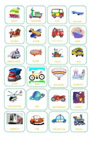 Bingo about Transportation Teachers Board