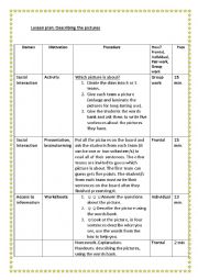 English Worksheet: Describing pictures lesson plan