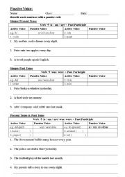 English Worksheet: Passive Voice (Rewrite sentence)