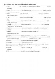 English worksheet: TENSE REVISION