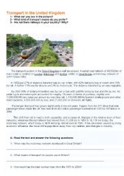 English Worksheet: transport in the uk