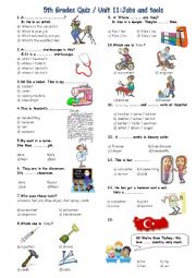 English Worksheet: 5th Grades Multiple Choice *Whose/Possessive Pronouns/Professional Tools*