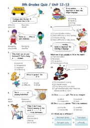 English Worksheet: 8th Grades Units 12/13 *Personality Adjectives/Prefixes