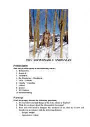 English Worksheet: THE ABOMINABLE SNOWMAN