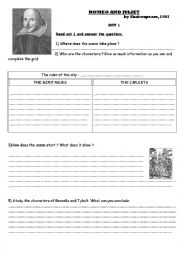 English Worksheet: Romeo and Juliet worksheet for act 1