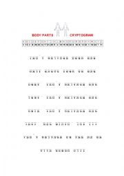 English Worksheet: Body parts cryptogram - funny poem
