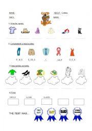 English Worksheet: test about clothes