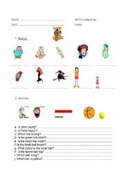 English Worksheet: test on adjectives