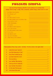 English Worksheet: PRESENT SIMPLE questions + frequency adverbs