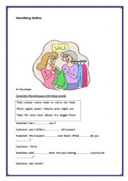 English Worksheet: describing clothes 