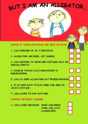 English Worksheet: CHARLIE AND LOLA BUT I AM AN ALLIGATOR