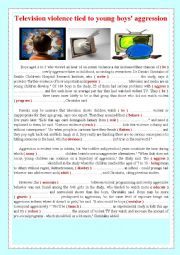 English Worksheet: Television violence tied to young boys� aggression