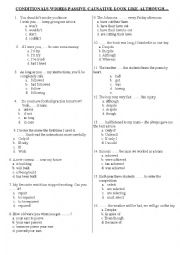 English Worksheet: multiple choice (conditionals, wishes, causative, passive, although...)