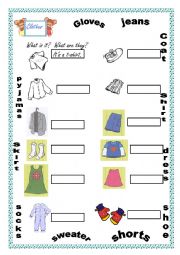 English Worksheet: Clothes: Exercise for kids.