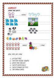 English Worksheet: Numbers: a worksheet for the little ones.