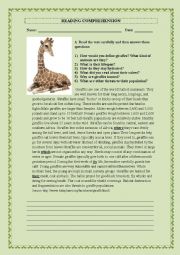 English Worksheet: ENDAGERED SPECIES (READING COMPREHENSION)