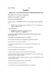 English Worksheet: worksheet for 4th form : parallelism 