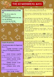 English Worksheet: The Gingerbread Man (STORY+ TASKS)