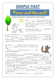 English Worksheet: SIMPLE PAST - PETER AND THE WOLF