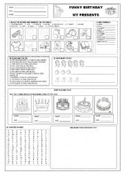 English Worksheet: FUNNY PRESENTS - MY BIRTHDAY