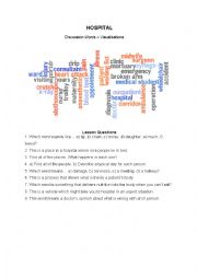 English Worksheet: Hospital - vocabulary activity