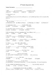 English Worksheet: DIAGNOSTIC TEST