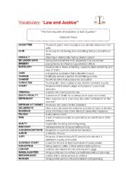 English Worksheet: Vocabulary: Law and Justice