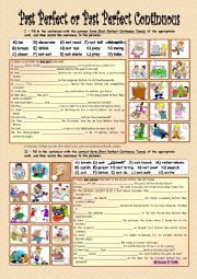 English Worksheet: Past Perfect or Past Perfect Continuous* fully editable * with key