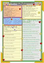 Expressing possession ** Revision ** for intermediate ss ** 2 pages ** 9 tasks ** with key ** fully editable