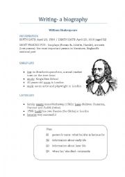 English Worksheet: How to write- a biography