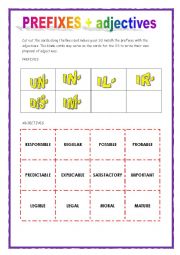 English Worksheet: PREFIXES - adjectives 