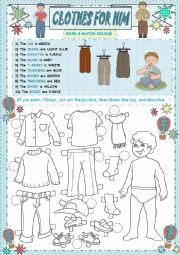 English Worksheet: CLOTHES FOR HIM (2 PART)