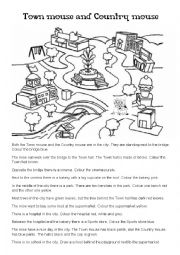 English Worksheet: Town mouse and Country mouse colouring page.