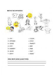 English worksheet: match the opposites