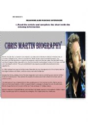 COLDPLAYS LEAD SINGER CHRIS MARTIN AND GWYNETH PALTROW BIOGRAPHIES