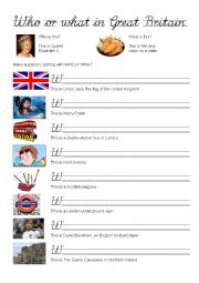 English Worksheet: Who or what in Great Britain