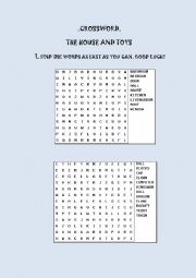 English Worksheet: THE HOUSE AND TOYS CROSSWORD