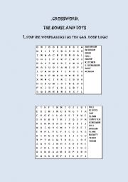 English worksheet: THE HOUSE AND TOYS CROSSWORD