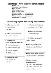 English Worksheet: Greetings