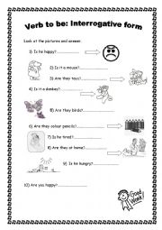 English worksheet: Verb to be: Interrogative form. Short Answers.