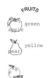 English worksheet: fruits and colors