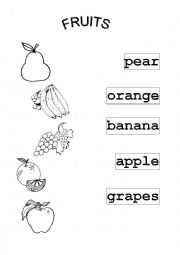 English Worksheet: Fruits. Link the words and pictures