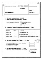 English Worksheet: md term test1 9th frm