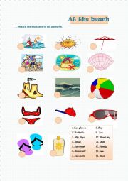 English Worksheet: at the beach