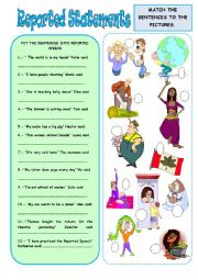 English Worksheet: REPORTED STATEMENTS