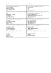 English Worksheet: questions