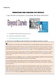 English Worksheet: PREDICTING AND READING FOR DETAILS (about Darwin and genetic)
