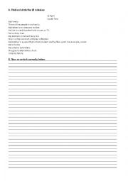 English worksheet: Find the mistakes. 