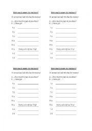 English worksheet: How much do you have?