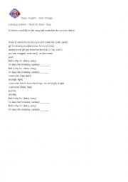 English worksheet: Listening Activity Complete the song 